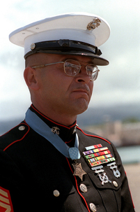 a marine in his dress uniform