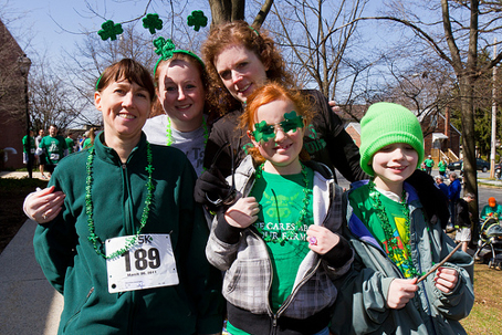 picture from the saint patrick day run. people dressed in green